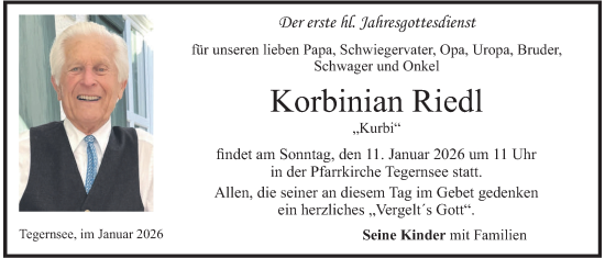Traueranzeige von Korbinian Riedl von merkurtz
