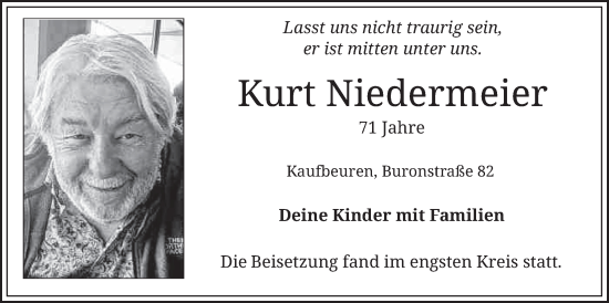 Traueranzeige von Kurt Niedermeier von merkurtz