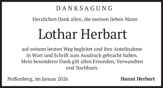 Traueranzeige von Lothar Herbart von merkurtz