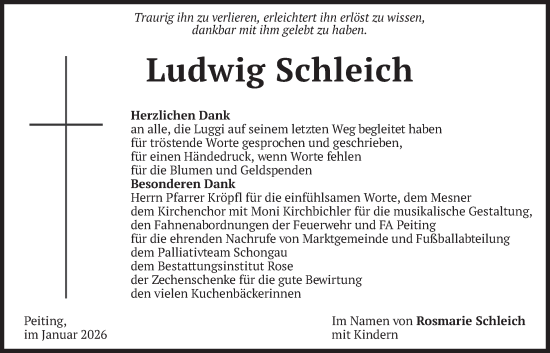 Traueranzeige von Ludwig Schleich von merkurtz