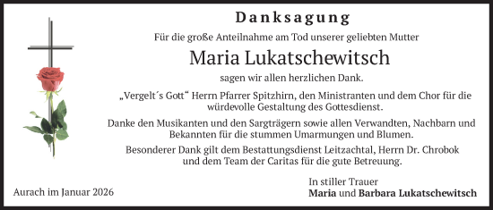 Traueranzeige von Maria Lukatschewitsch von merkurtz