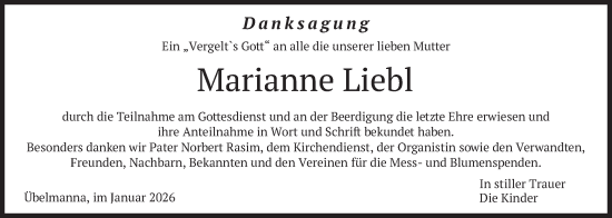 Traueranzeige von Marianne Liebl von merkurtz