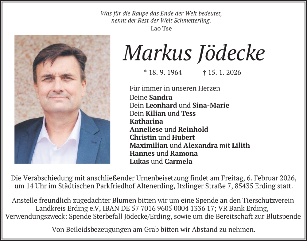  Traueranzeige für Markus Jödecke vom 30.01.2026 aus merkurtz