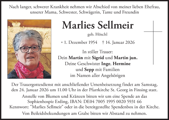 Traueranzeige von Marlies Sellmeir von merkurtz