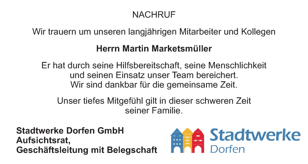  Traueranzeige für Martin Marketsmüller vom 30.01.2026 aus merkurtz