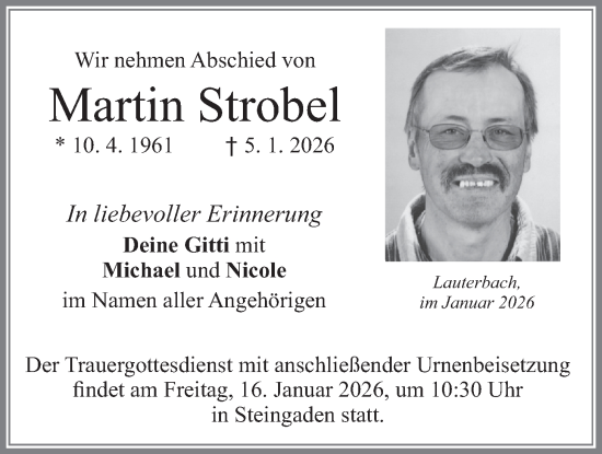 Traueranzeige von Martin Strobel von merkurtz