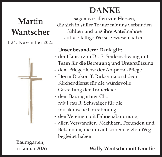 Traueranzeige von Martin Wantscher von merkurtz