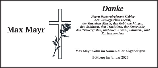 Traueranzeige von Max Mayr von merkurtz