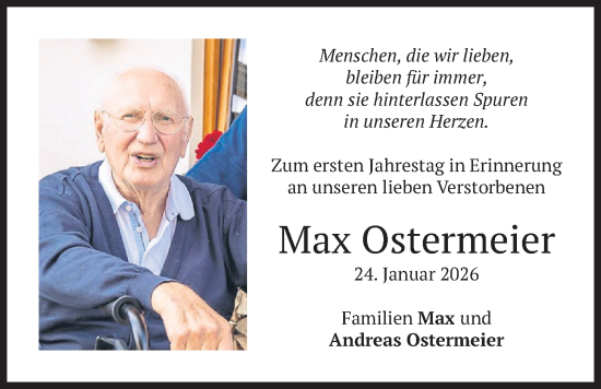 Traueranzeige von Max Ostermeier von merkurtz