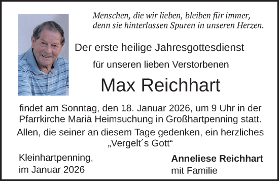 Traueranzeige von Max Reichhart von merkurtz