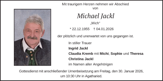 Traueranzeige von Michael Jackl von merkurtz