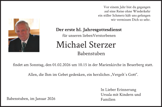 Traueranzeige von Michael Sterzer von merkurtz
