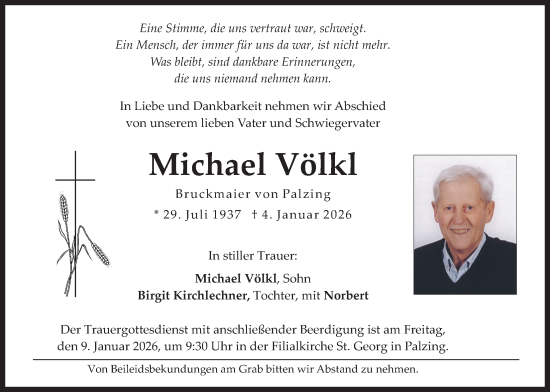 Traueranzeige von Michael Völkl von merkurtz