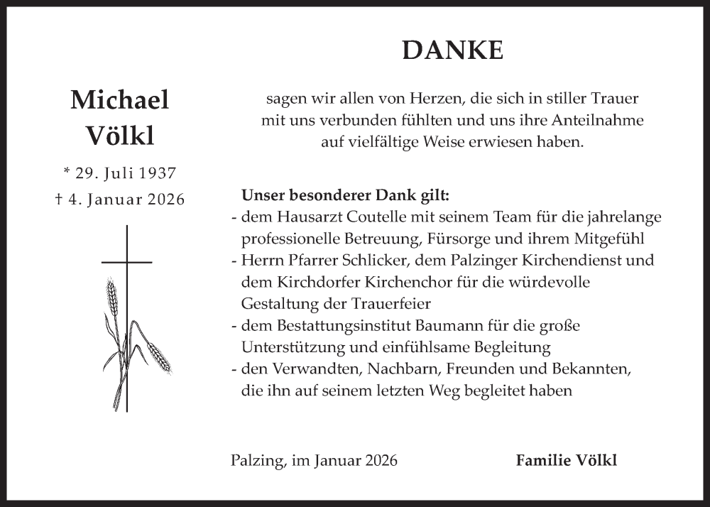  Traueranzeige für Michael Völkl vom 17.01.2026 aus merkurtz
