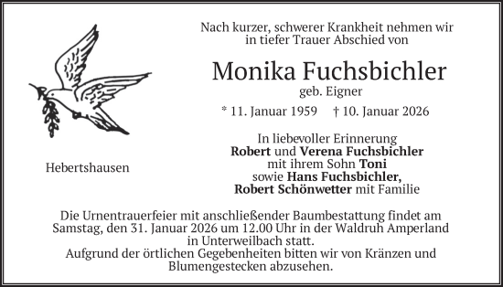 Traueranzeige von Monika Fuchsbichler von merkurtz