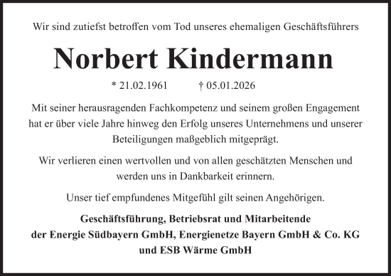 Traueranzeige von Norbert Kindermann von merkurtz