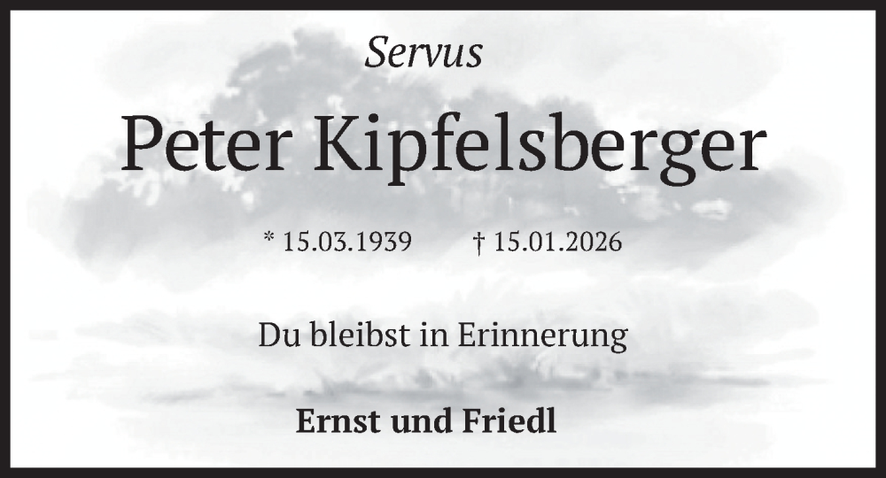  Traueranzeige für Peter Kipfelsberger vom 21.01.2026 aus merkurtz