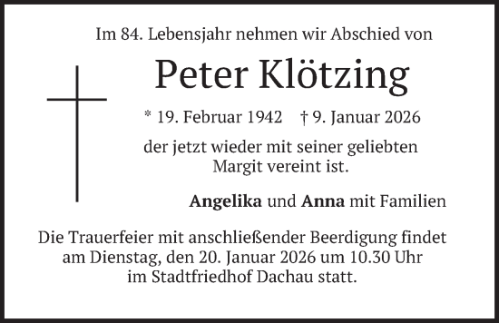 Traueranzeige von Peter Klötzing von merkurtz