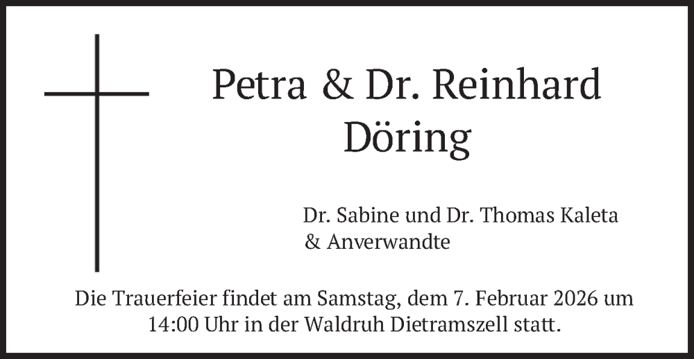  Traueranzeige für Petra Döring vom 31.01.2026 aus merkurtz