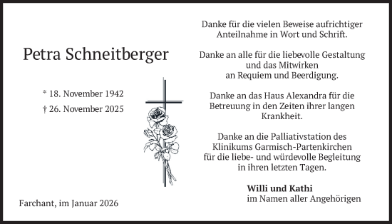 Traueranzeige von Petra Schneitberger von merkurtz