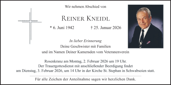 Traueranzeige von Reiner Kneidl von merkurtz