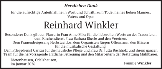 Traueranzeige von Reinhard Winkler von merkurtz
