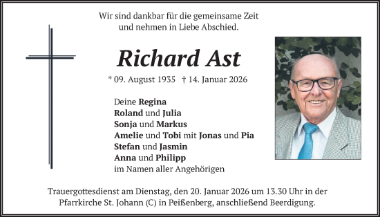 Traueranzeige von Richard Ast von merkurtz