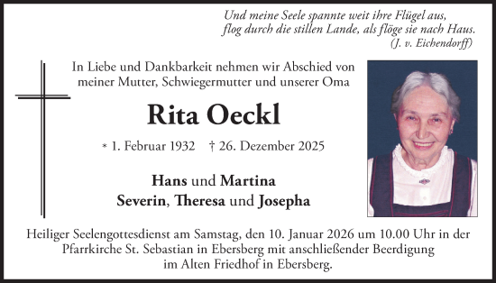 Traueranzeige von Rita Oeckl von merkurtz