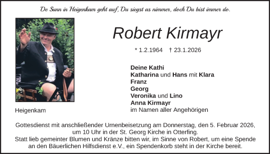 Traueranzeige von Robert Kirmayr von merkurtz