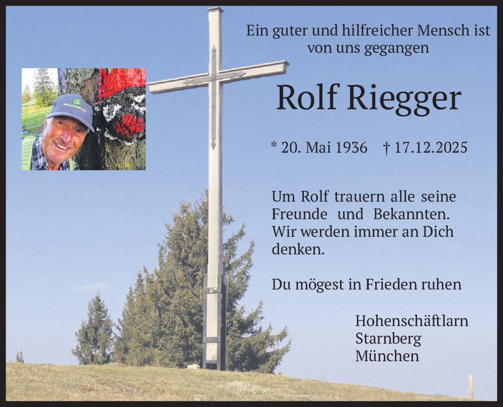  Traueranzeige für Rolf Riegger vom 31.01.2026 aus merkurtz
