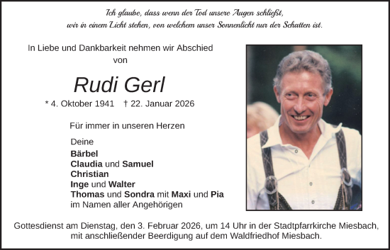 Traueranzeige von Rudi Gerl von merkurtz