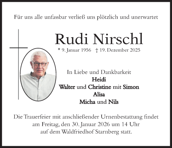 Traueranzeige von Rudi Nirschl von merkurtz