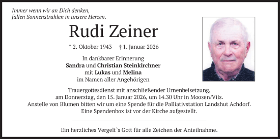 Traueranzeige von Rudi Zeiner von merkurtz
