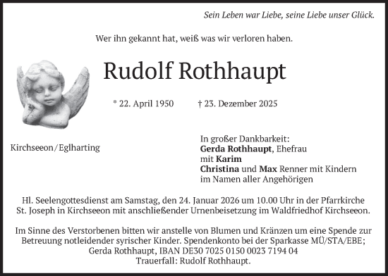Traueranzeige von Rudolf Rothhaupt von merkurtz