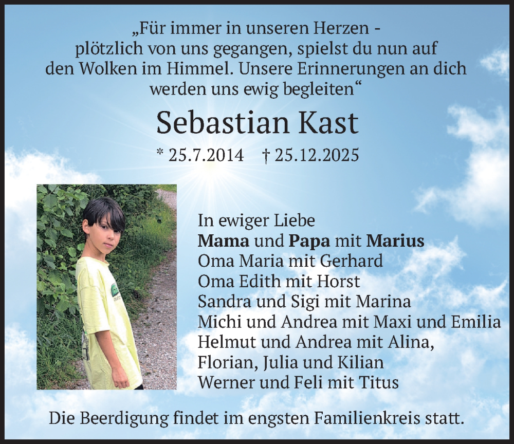  Traueranzeige für Sebastian Kast vom 03.01.2026 aus merkurtz