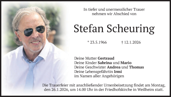 Traueranzeige von Stefan Scheuring von merkurtz