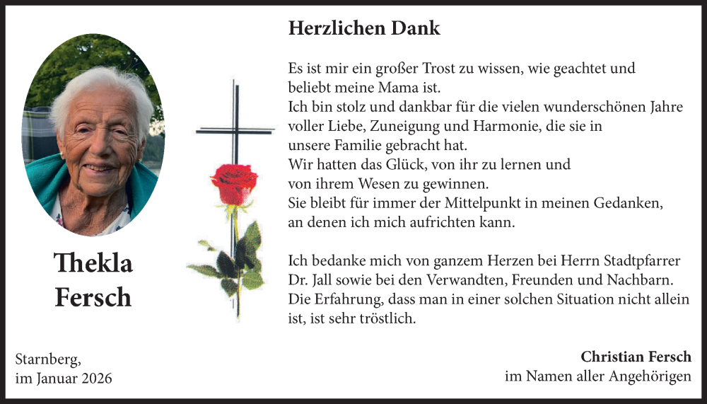  Traueranzeige für Thekla Fersch vom 31.01.2026 aus merkurtz