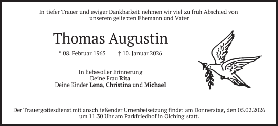 Traueranzeige von Thomas Augustin von merkurtz