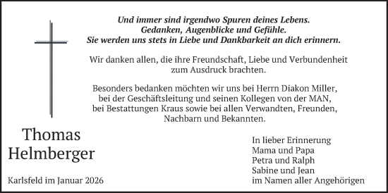 Traueranzeige von Thomas Helmberger von merkurtz