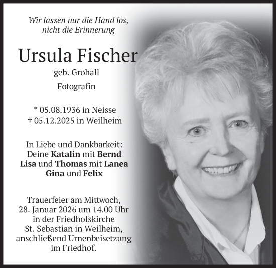Traueranzeige von Ursula Fischer von merkurtz