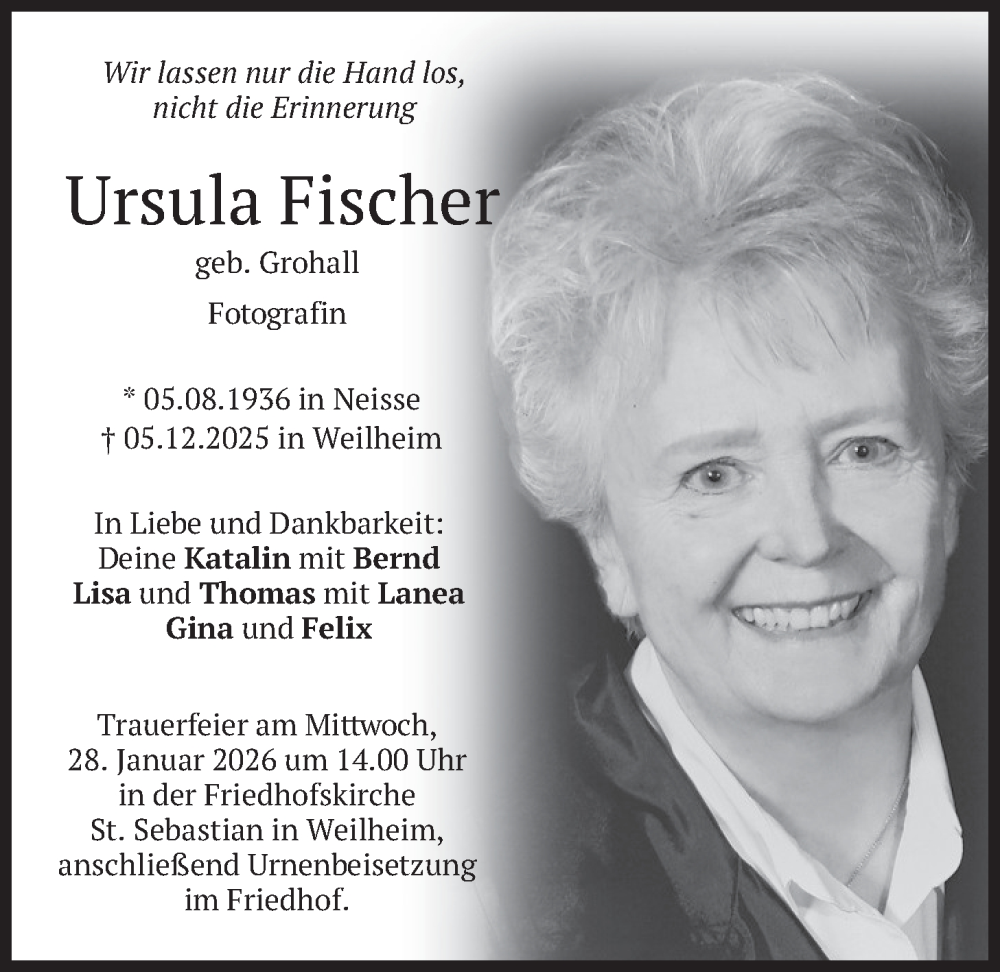  Traueranzeige für Ursula Fischer vom 24.01.2026 aus merkurtz