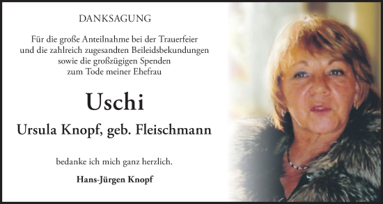 Traueranzeige von Ursula Knopf von merkurtz