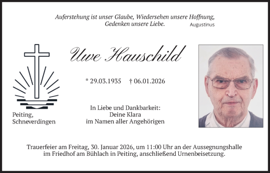 Traueranzeige von Uwe Hauschild von merkurtz