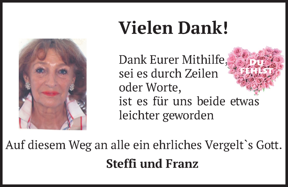 Traueranzeige für Vielen Dank!  vom 24.01.2026 aus merkurtz
