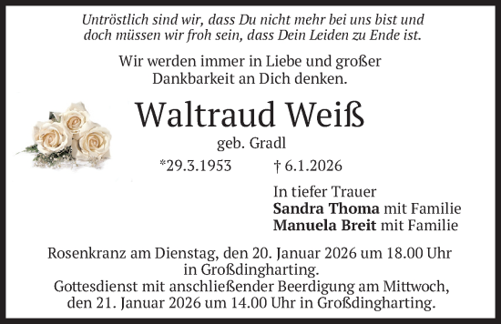 Traueranzeige von Waltraud Weiß von merkurtz