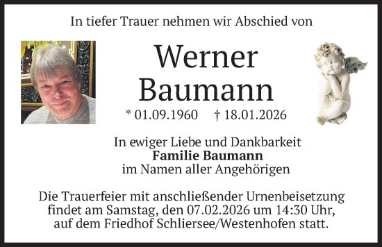 Traueranzeige von Werner Baumann von merkurtz