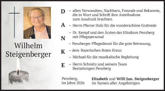Traueranzeige von Wilhelm Steigenberger von merkurtz