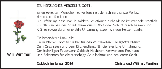 Traueranzeige von Willi Wimmer von merkurtz