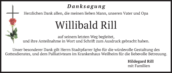 Traueranzeige von Willibald Rill von merkurtz