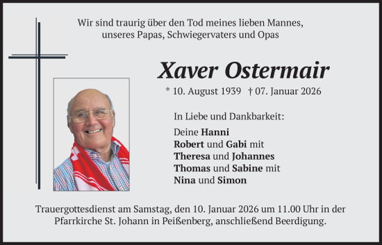Traueranzeige von Xaver Ostermair von merkurtz